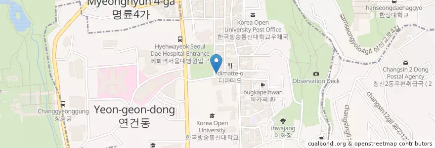 Mapa de ubicacion de 노들장애인자립센터 en کره جنوبی, سئول, 종로구, 이화동.