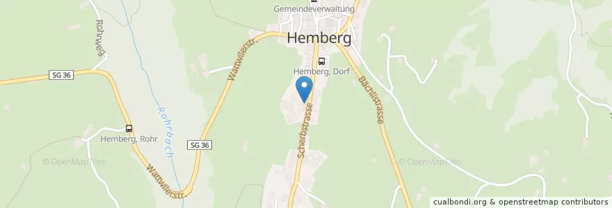 Mapa de ubicacion de Tankstelle Garage Keller AG en Zwitserland, Sankt Gallen, Wahlkreis Toggenburg, Hemberg.