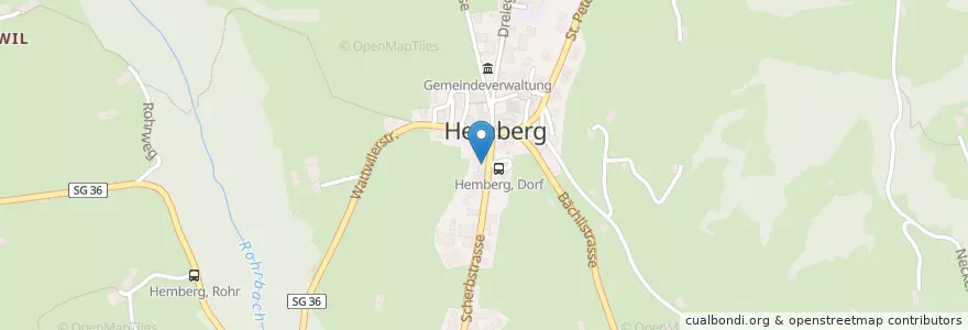 Mapa de ubicacion de Bibliothek Hemberg en Switzerland, Sankt Gallen, Wahlkreis Toggenburg, Hemberg.