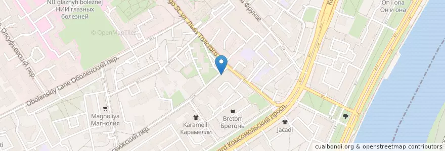 Mapa de ubicacion de ГринКомБанк en ロシア, 中央連邦管区, モスクワ, Центральный Административный Округ, Район Хамовники.