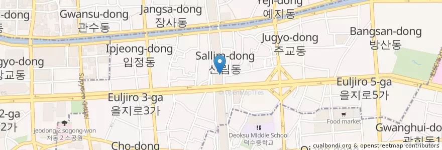 Mapa de ubicacion de 끽비어컴퍼니 en Südkorea, Seoul, 을지로동.