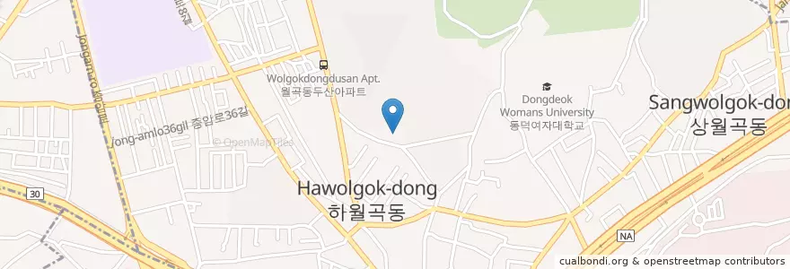 Mapa de ubicacion de 영광장로교회 en 대한민국, 서울, 성북구, 월곡1동, 월곡2동.