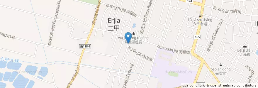 Mapa de ubicacion de 台南市立六甲幼兒園 en Taiwan, Tainan, Liujia.