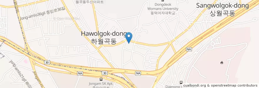 Mapa de ubicacion de 세광성결교회 en 대한민국, 서울, 성북구, 월곡1동, 월곡2동.