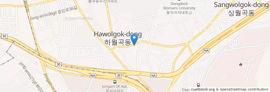 Mapa de ubicacion de 임마누엘장로교회 en South Korea, Seoul, Seongbuk-Gu, Wolgok 1(Il)-Dong, Wolgok 2(I)-Dong.