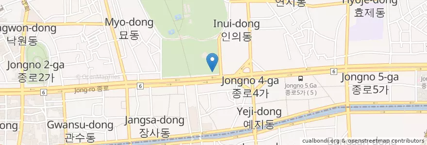 Mapa de ubicacion de 종묘 공영주차장 en Corée Du Sud, Séoul, 종로1·2·3·4가동.