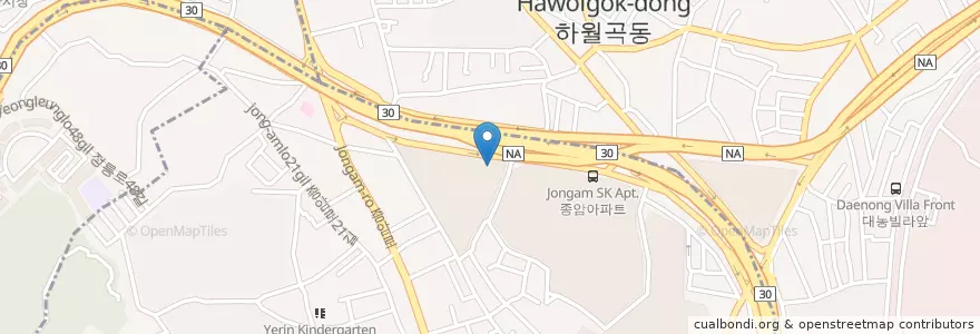 Mapa de ubicacion de 시온성장로교회 en 대한민국, 서울, 성북구, 종암동.