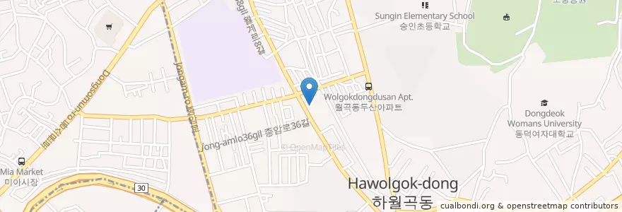 Mapa de ubicacion de 은광장로교회 en 대한민국, 서울, 성북구, 월곡1동.
