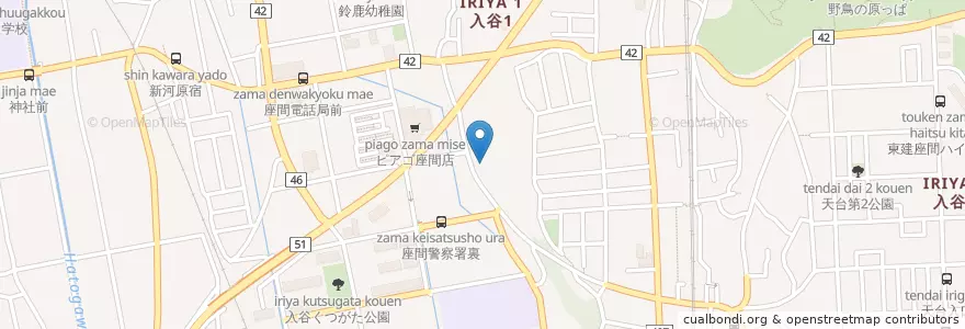 Mapa de ubicacion de 心岩禅寺 en 日本, 神奈川県, 座間市.