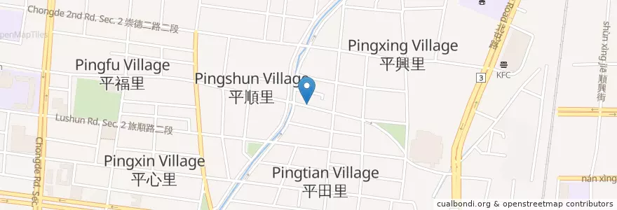 Mapa de ubicacion de 大連平價牛排 en 臺灣, 臺中市, 北屯區.
