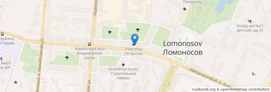 Mapa de ubicacion de ЛекОптТорг en Russland, Föderationskreis Nordwest, Oblast Leningrad, Sankt Petersburg, Rajon Petrodworez, Lomonossow.