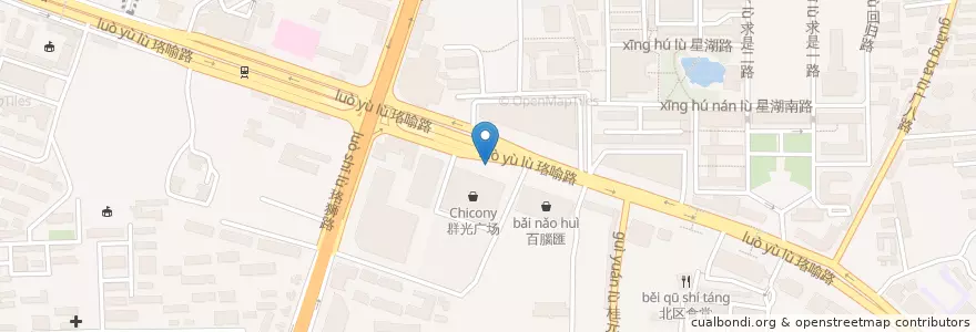 Mapa de ubicacion de Pizza Hut en الصين, خوبي, ووهان, 洪山区, 珞南街道.