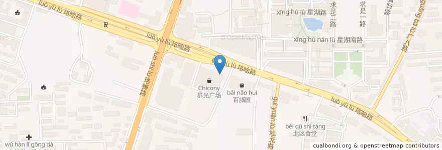Mapa de ubicacion de Starbucks en الصين, خوبي, ووهان, 洪山区, 珞南街道.