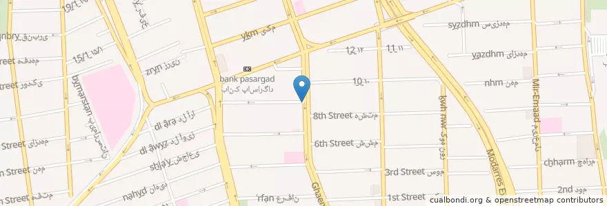 Mapa de ubicacion de Pasargard Bank en Iran, Tehran Province, Tehran County, Tehran, بخش مرکزی شهرستان تهران.