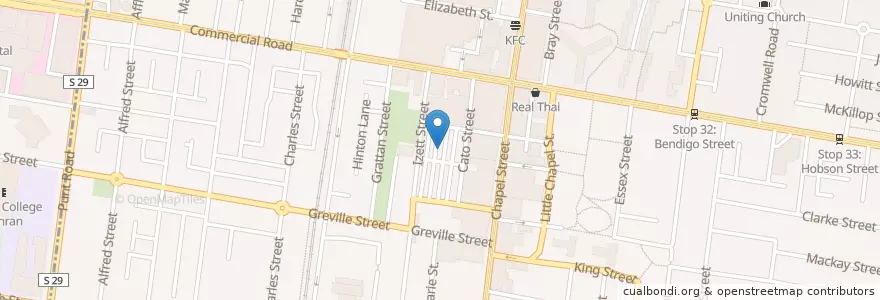 Mapa de ubicacion de Prahran Square (underground parking) en Austrália, Victoria, City Of Stonnington.