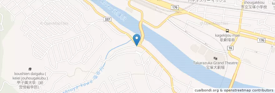 Mapa de ubicacion de ワイン食堂 Enoteca bacco en Japão, 兵庫県, 宝塚市.