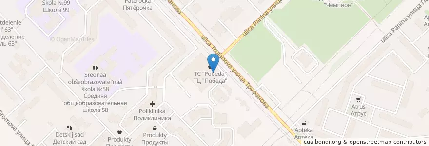Mapa de ubicacion de Кинотеатр Победа en Rusland, Centraal Federaal District, Oblast Jaroslavl, Ярославский Район, Городской Округ Ярославль.