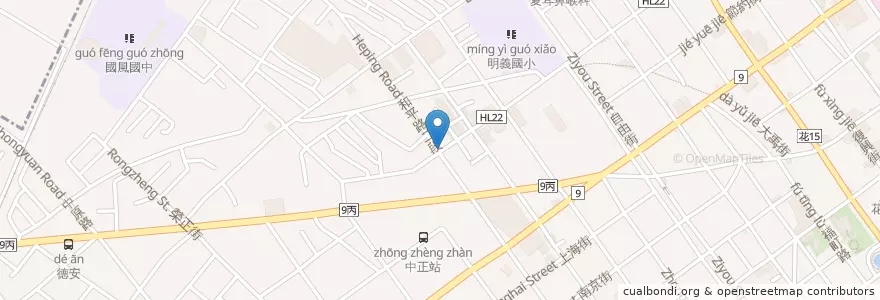 Mapa de ubicacion de 花蓮王佰元熱炒 en 타이완, 타이완성, 화롄현, 화롄 시.