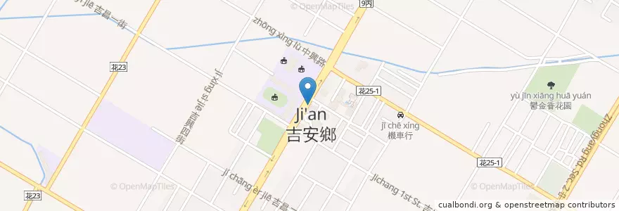 Mapa de ubicacion de 吉安鐵馬驛站 en Taiwan, 臺灣省, Condado De Hualien, 吉安鄉.