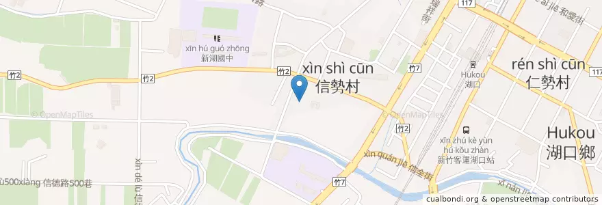 Mapa de ubicacion de 信勢村集會所活動中心 en 台湾, 台湾省, 新竹県, 湖口郷.