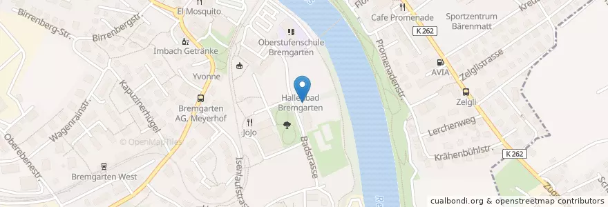 Mapa de ubicacion de Die Bücherbox en Suíça, Aargau, Bezirk Bremgarten, Bremgarten (Ag).
