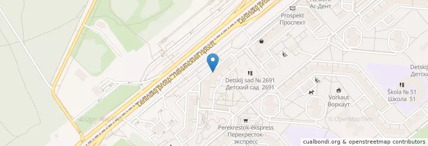 Mapa de ubicacion de Клиника на Ленинском 131 en ロシア, 中央連邦管区, モスクワ, Юго-Западный Административный Округ, Район Тёплый Стан.