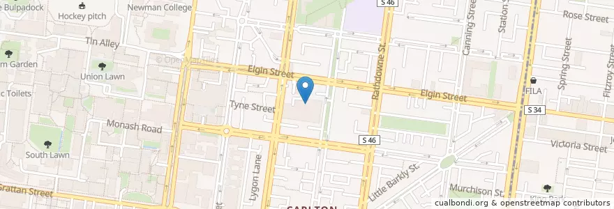 Mapa de ubicacion de Metropolitan Medical Centres Carlton en Australia, Victoria, City Of Melbourne.