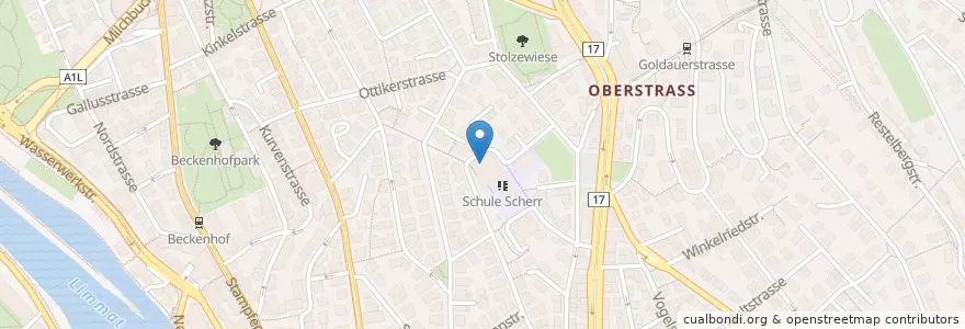Mapa de ubicacion de Depot Oberstrass en سويسرا, زيورخ, Bezirk Zürich, Zürich.