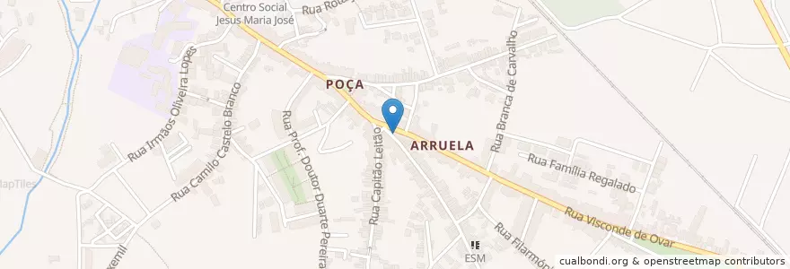 Mapa de ubicacion de Taberna do Barbosa en Portugal, Aveiro, Centro, Baixo Vouga, Ovar, Ovar, São João, Arada E São Vicente De Pereira Jusã.