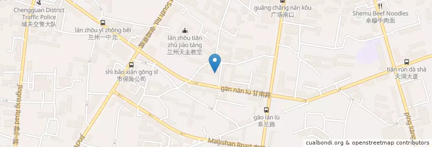 Mapa de ubicacion de Gaolan Road Subdistrict en China, Gansu, Lanzhou, Chengguan District, Gaolan Road Subdistrict.