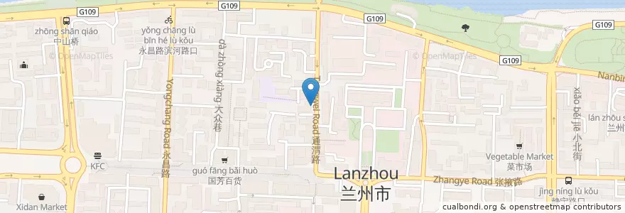 Mapa de ubicacion de 张掖路街道 en Cina, Gansu, 兰州市 (Lanzhou), 城关区, 张掖路街道.