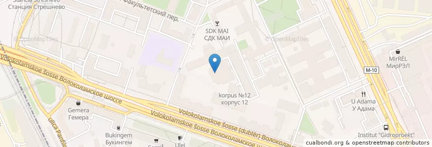 Mapa de ubicacion de Теремок en روسيا, Центральный Федеральный Округ, Москва, Северный Административный Округ, Район Сокол.