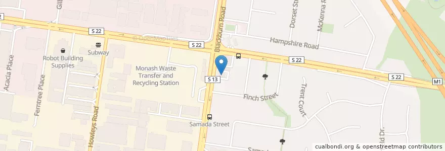 Mapa de ubicacion de Verona Restaurant en Австралия, Виктория, City Of Monash.