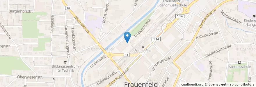Mapa de ubicacion de Be You Café en Suíça, Thurgau, Bezirk Frauenfeld, Frauenfeld.