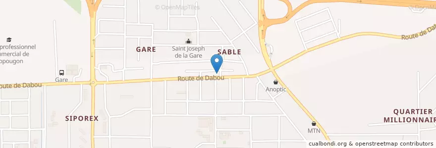 Mapa de ubicacion de Gare ST en 코트디부아르, 아비장, Yopougon.