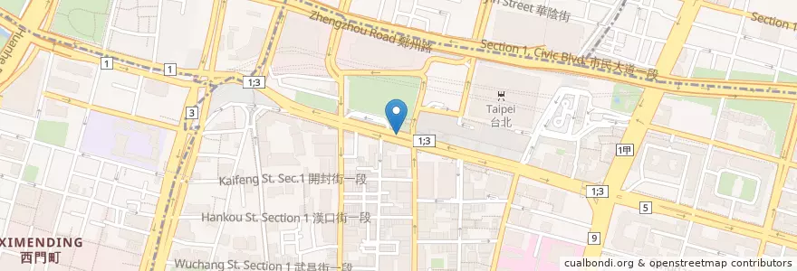 Mapa de ubicacion de 阿決小吃店 en 臺灣, 新北市, 臺北市, 中正區.