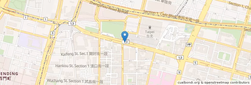 Mapa de ubicacion de 福氣來 en 台湾, 新北市, 台北市, 中正区.