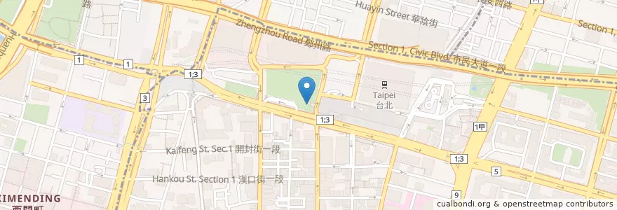 Mapa de ubicacion de 宥祐素食坊 en 臺灣, 新北市, 臺北市, 中正區.
