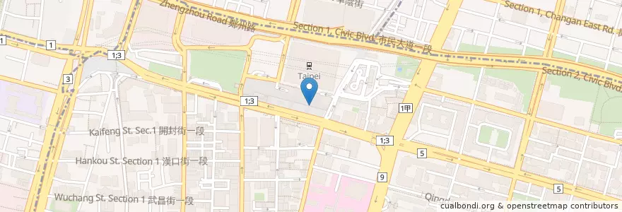 Mapa de ubicacion de Movenpick Cafe en 타이완, 신베이 시, 타이베이시, 중정 구.