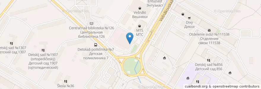 Mapa de ubicacion de Мосаптека en روسیه, Центральный Федеральный Округ, Москва, Восточный Административный Округ, Район Вешняки.