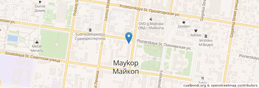 Mapa de ubicacion de Мария en Rússia, Distrito Federal Do Sul, Krai De Krasnodar, Адыгея, Городской Округ Майкоп.