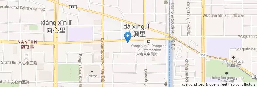 Mapa de ubicacion de 廣福樸園精緻蔬食館 en 臺灣, 臺中市, 南屯區.