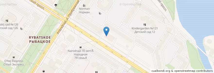 Mapa de ubicacion de А-Мега en Russie, District Fédéral Du Nord-Ouest, Oblast De Léningrad, Saint-Pétersbourg, Невский Район, Округ Рыбацкое.