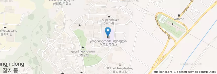 Mapa de ubicacion de 역동초등학교 en Korea Selatan, Gyeonggi, 광주시.