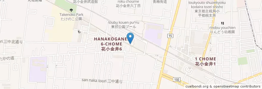 Mapa de ubicacion de 花小金井教会 日本キリスト改革派 en Japón, Tokio, Kodaira.