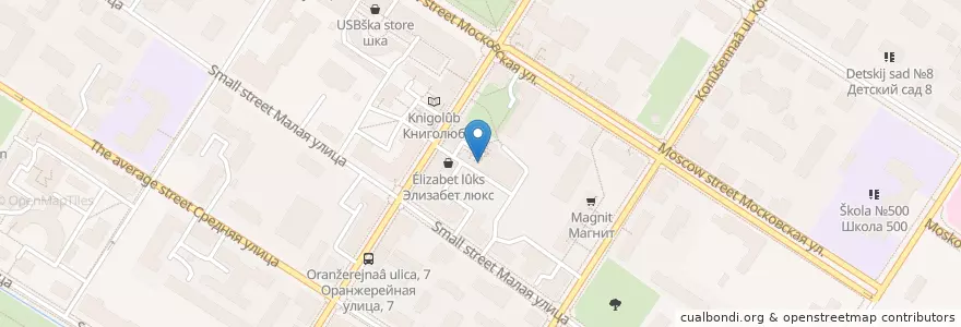 Mapa de ubicacion de Столовая en Russie, District Fédéral Du Nord-Ouest, Oblast De Léningrad, Saint-Pétersbourg, Пушкинский Район, Пушкин.