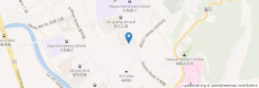 Mapa de ubicacion de 九湯屋日式拉麵（桃園大有店） en 臺灣, 桃園市, 桃園區.