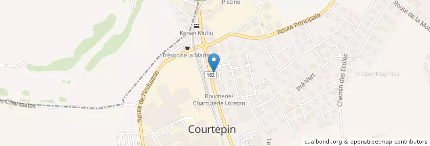 Mapa de ubicacion de Hotel de la Gare en Switzerland, Fribourg, See District, Courtepin.