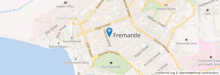Mapa de ubicacion de Roy and Amy Galvin Medical Library en 오스트레일리아, Western Australia, City Of Fremantle.
