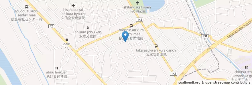 Mapa de ubicacion de 山下歯科 en Japan, Präfektur Hyōgo, 伊丹市.
